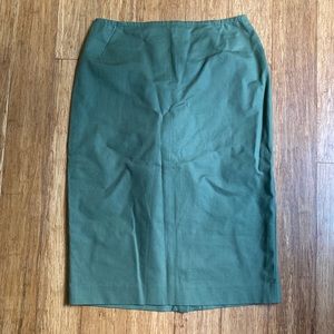 Lafayette 148 Cotton Pencil Skirt Olive Green Size 2